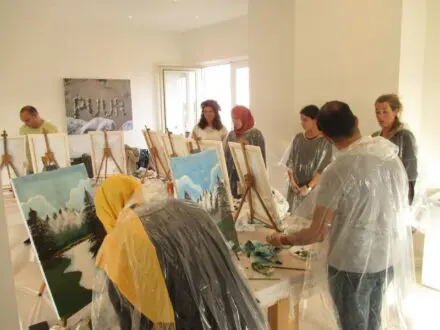 uitje in coronatijd, bob ross workshop, creatieve workshop