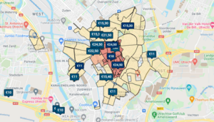 Kaart met parkeer tarieven utrecht